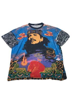 1995 Carlos Santana Heaven Smiles All over print Michael Rios shirt Size XL